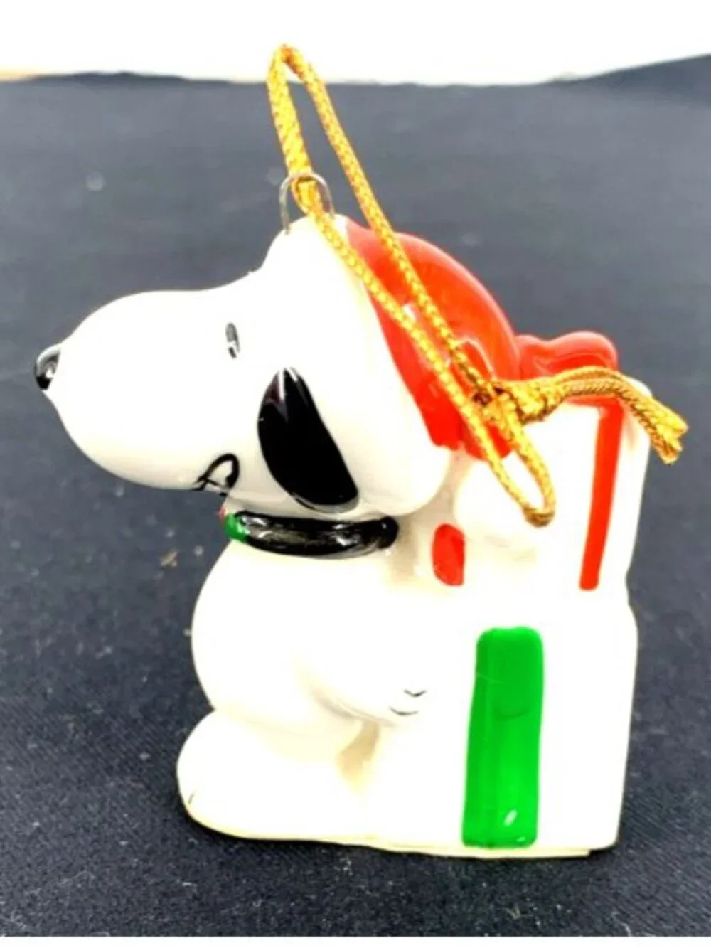 Peanuts Snoopy on Present Christmas Ornament Ceramic Schmid 2.5